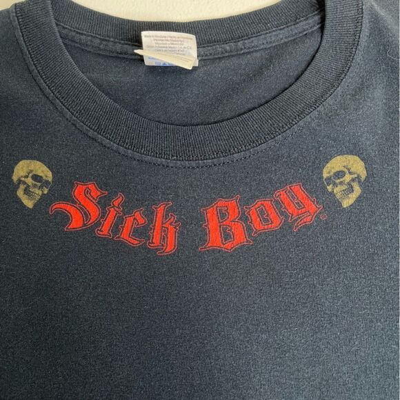 Gildan Sick Boy Motorcycle Skull Black Long Sleeve Crew Neck T Shirt Men Large - Picture 6 of 16